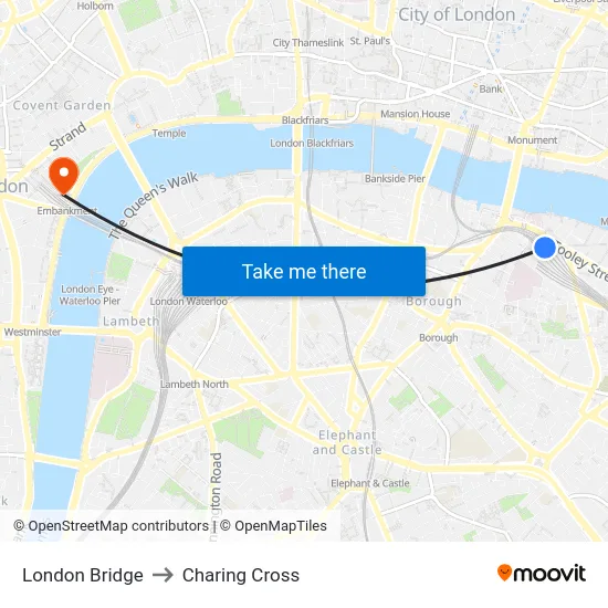 London Bridge to Charing Cross map