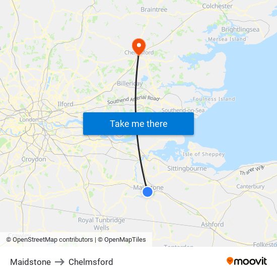 Maidstone to Chelmsford London with public transportation