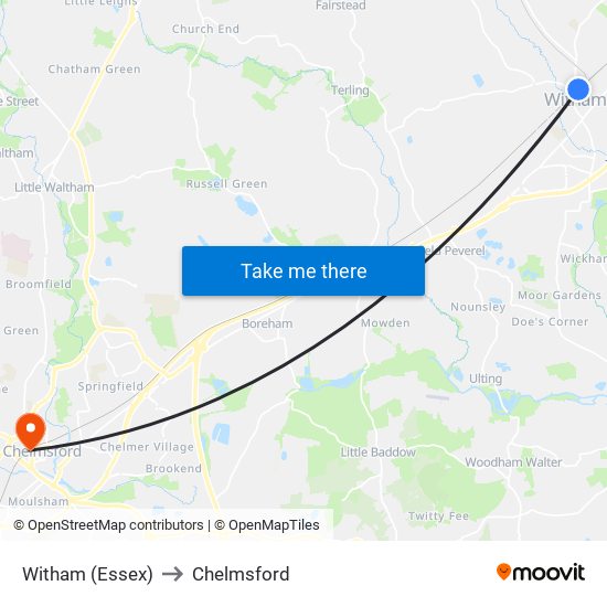 Witham Essex to Chelmsford with public transportation