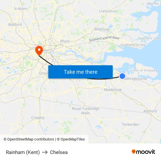 Rainham (Kent) to Chelsea map