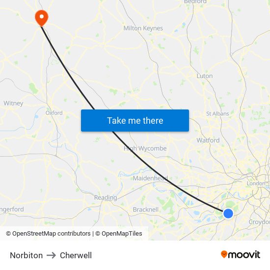 Norbiton to Cherwell map