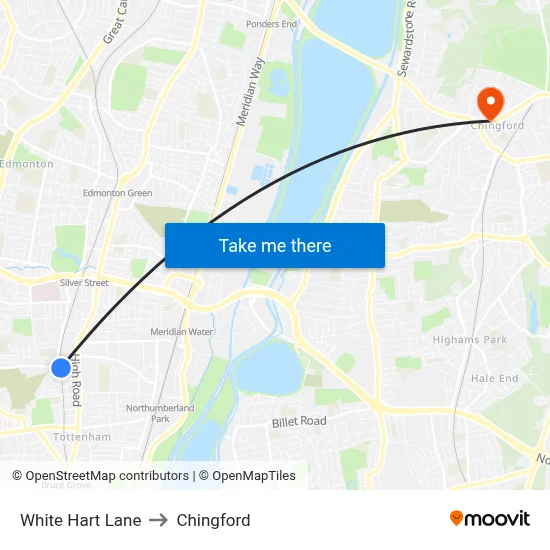 White Hart Lane to Chingford map