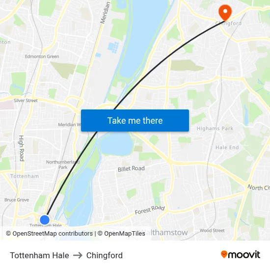 Tottenham Hale to Chingford map