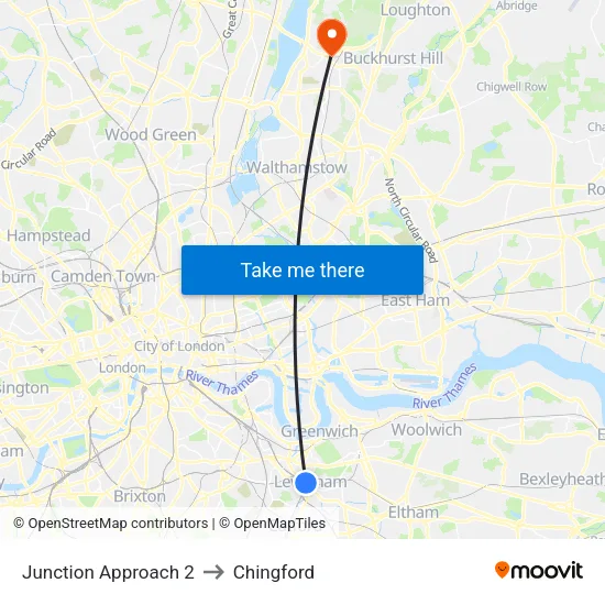 Junction Approach 2 to Chingford map