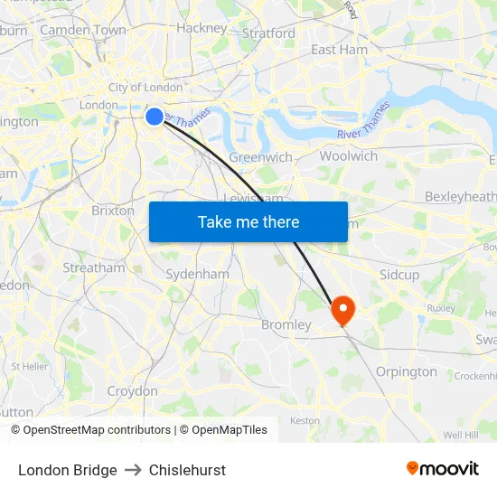 London Bridge to Chislehurst map
