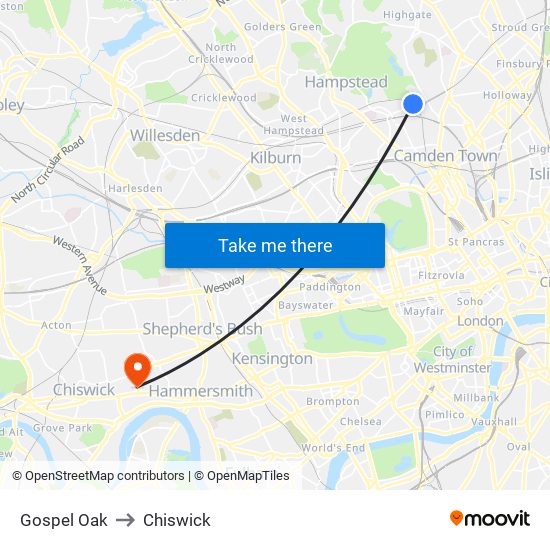 Gospel Oak to Chiswick map