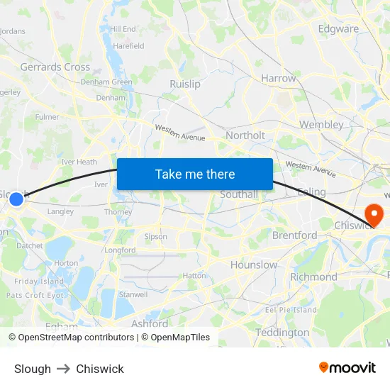 Slough to Chiswick map