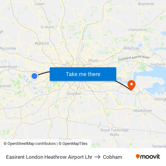 Easirent London Heathrow Airport Lhr to Cobham map
