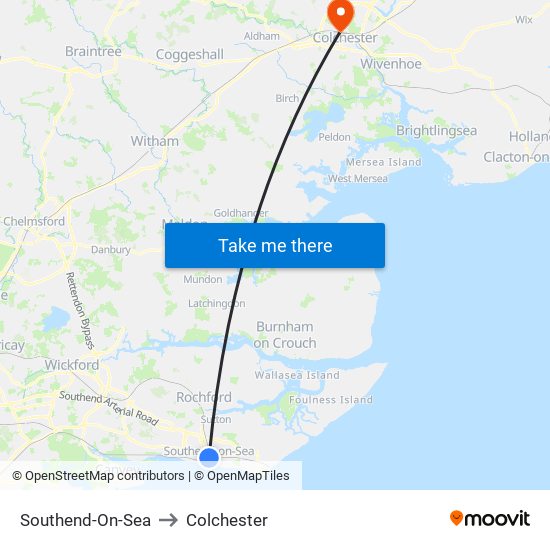 Southend On Sea to Colchester with public transportation
