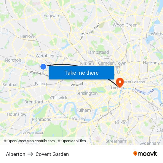 Alperton to Covent Garden map