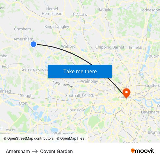 Amersham to Covent Garden map