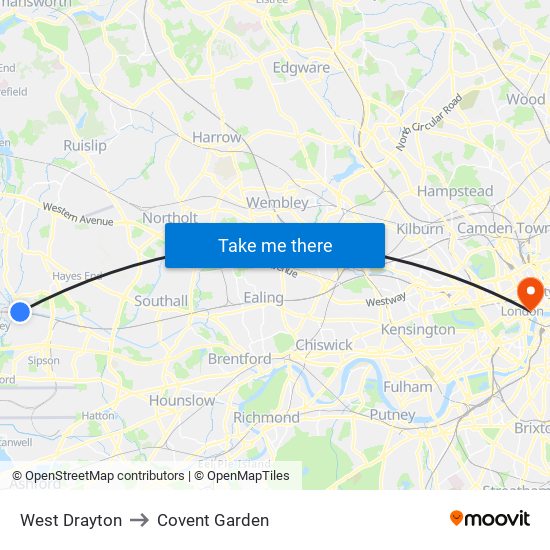 West Drayton to Covent Garden map