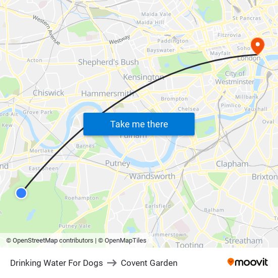 Drinking Water For Dogs to Covent Garden map