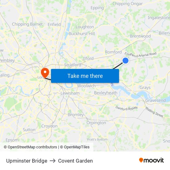 Upminster Bridge to Covent Garden map