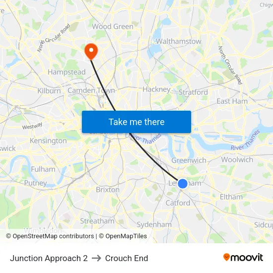 Junction Approach 2 to Crouch End map