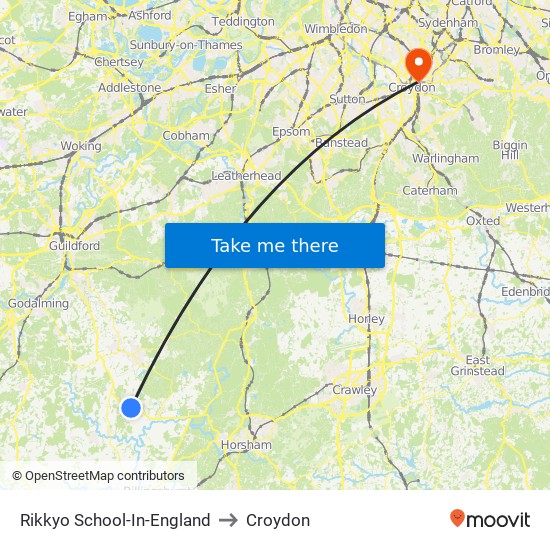 Rikkyo School-In-England to Croydon map