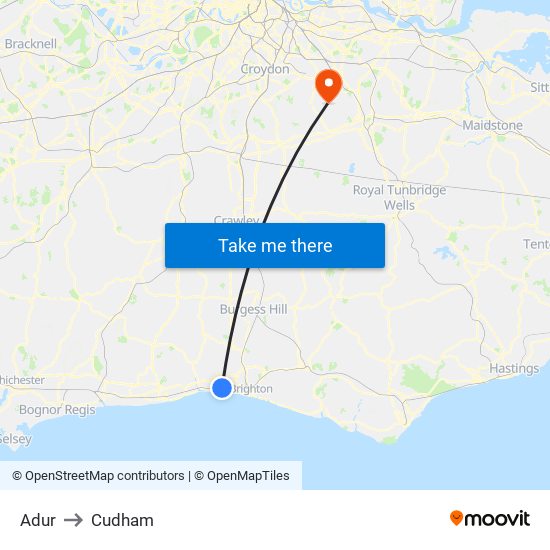 Adur to Cudham map