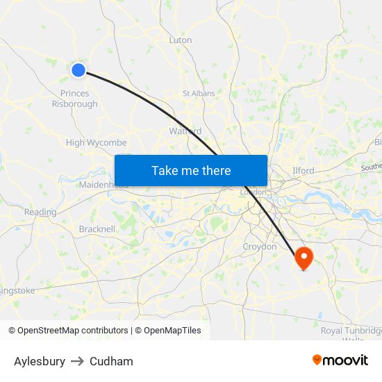 Aylesbury to Cudham map
