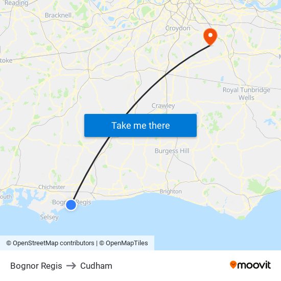 Bognor Regis to Cudham map