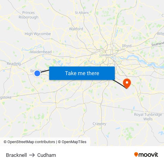 Bracknell to Cudham map