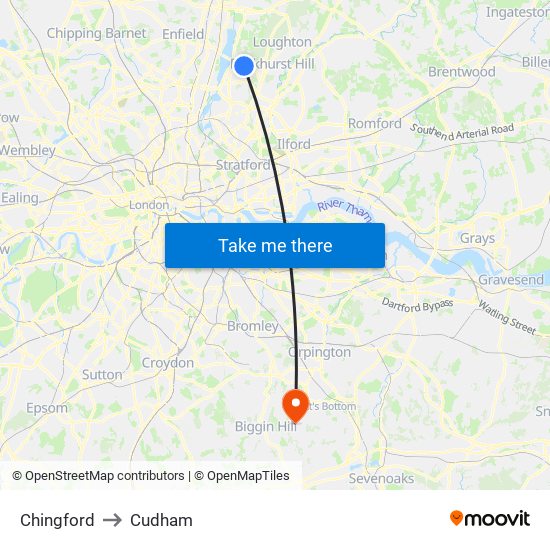 Chingford to Cudham map