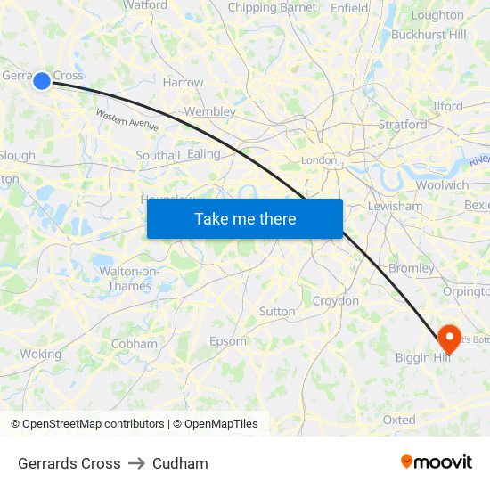 Gerrards Cross to Cudham map