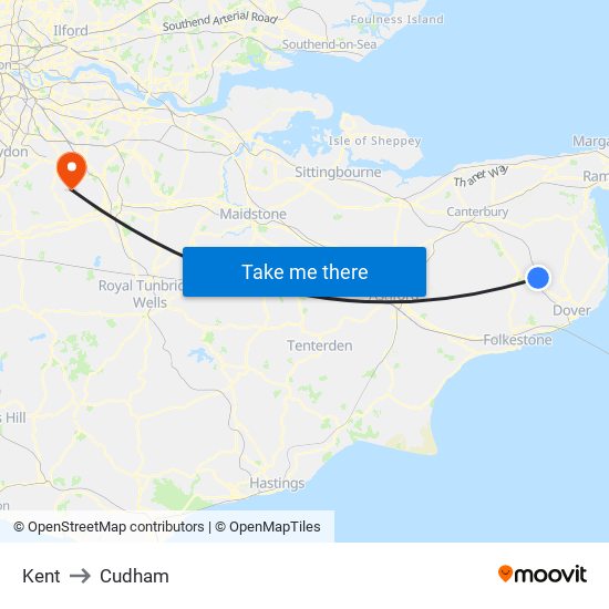 Kent to Cudham map