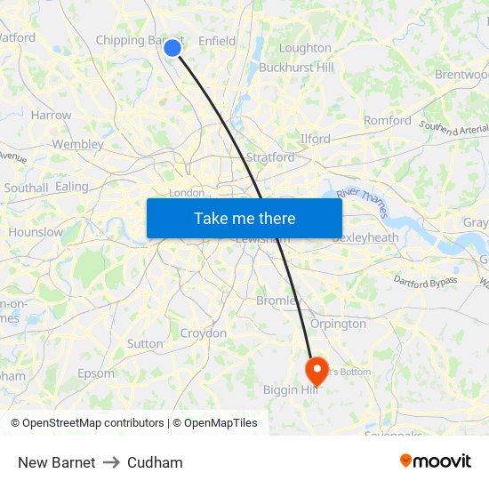 New Barnet to Cudham map