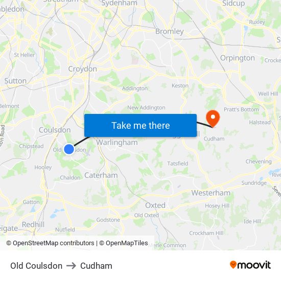 Old Coulsdon to Cudham map