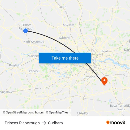 Princes Risborough to Cudham map