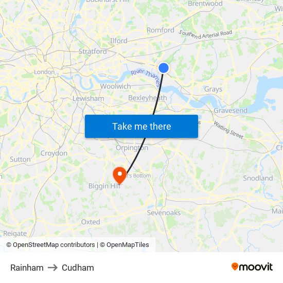 Rainham to Cudham map