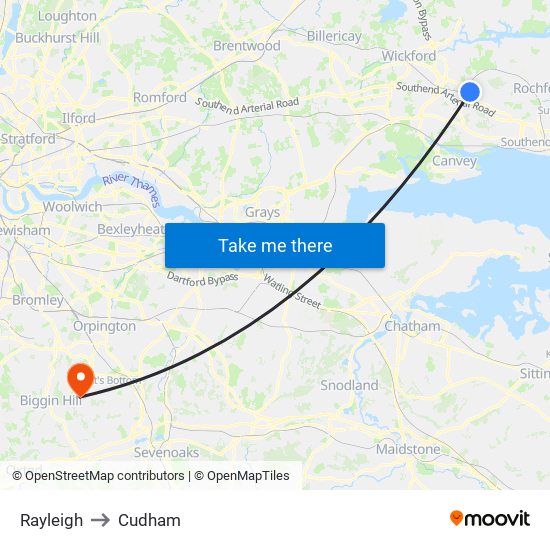 Rayleigh to Cudham map