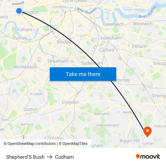 Shepherd'S Bush to Cudham map