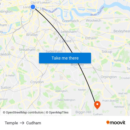 Temple to Cudham map