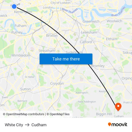 White City to Cudham map