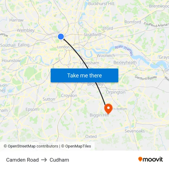 Camden Road to Cudham map