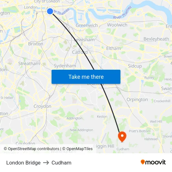 London Bridge to Cudham map