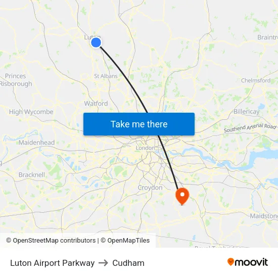 Luton Airport Parkway to Cudham map
