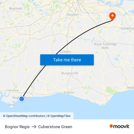 Bognor Regis to Culverstone Green map