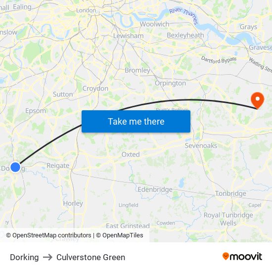 Dorking to Culverstone Green map