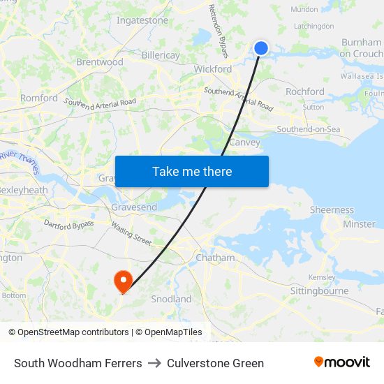 South Woodham Ferrers to Culverstone Green map