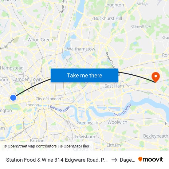 Station Food & Wine 314 Edgware Road, Paddington, London, W2   1dy to Dagenham map