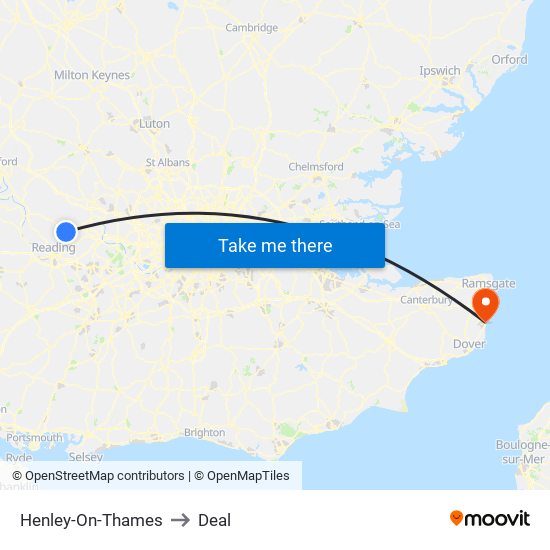 Henley-On-Thames to Deal map