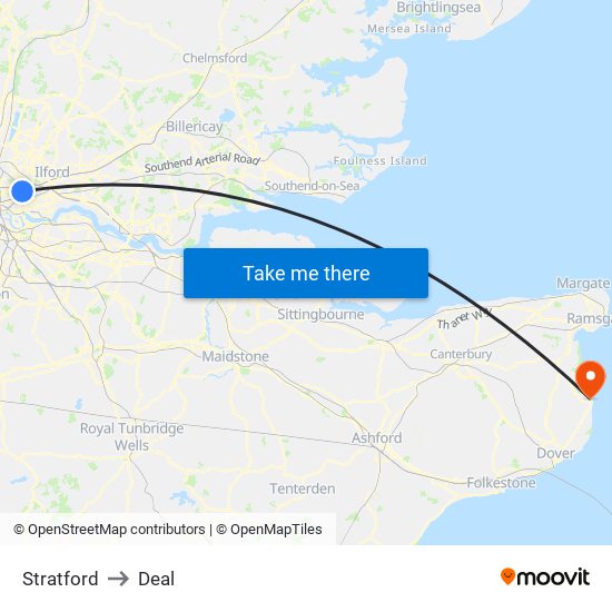 Stratford to Deal map