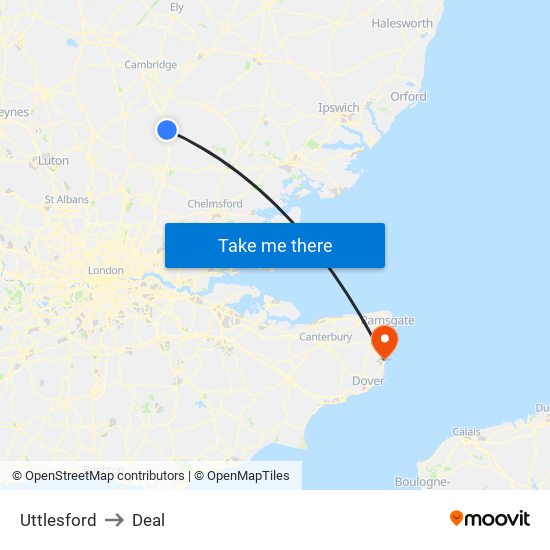 Uttlesford to Deal map