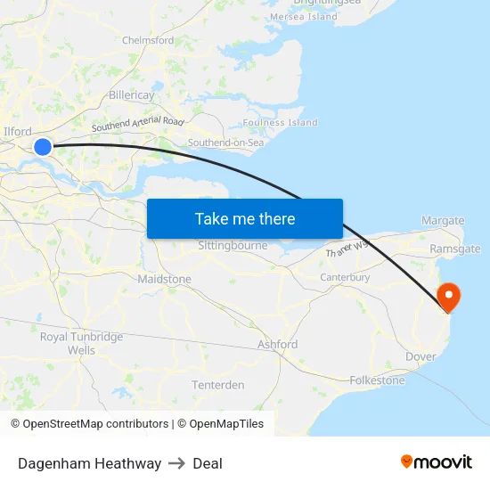Dagenham Heathway to Deal map