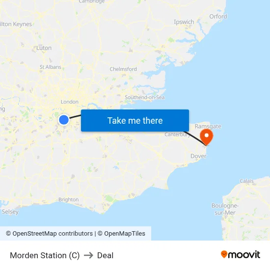 Morden Station (C) to Deal map