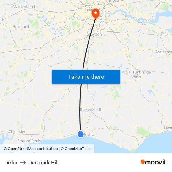 Adur to Denmark Hill map