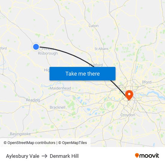 Aylesbury Vale to Denmark Hill map