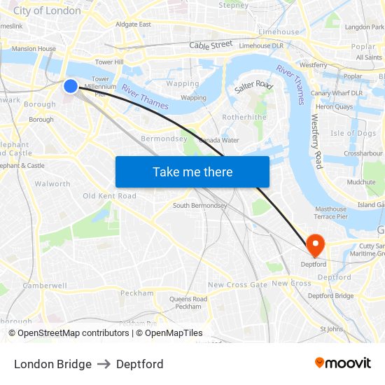 London Bridge to Deptford map